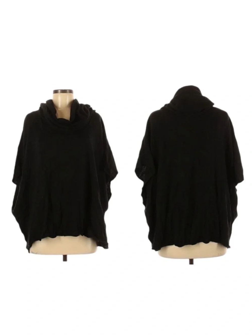 OLIVIA SKY Black Cowl Neck Wool Blend Oversized Sweater M/L